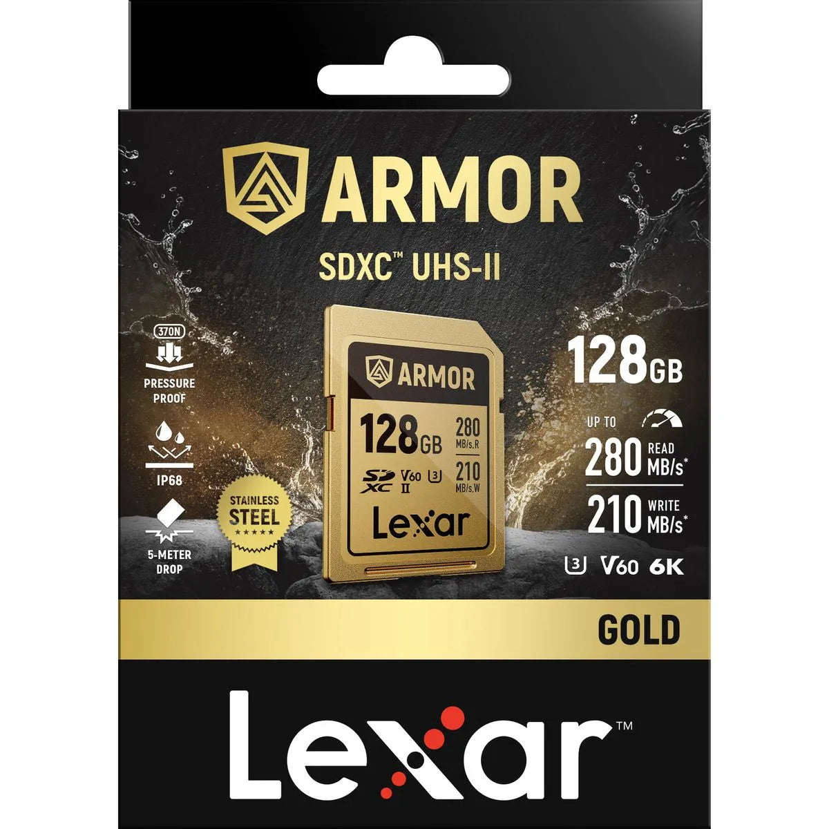 Lexar ARMOR Gold Card de Memorie SDXC UHS-II 128GB Otel Inoxidabil