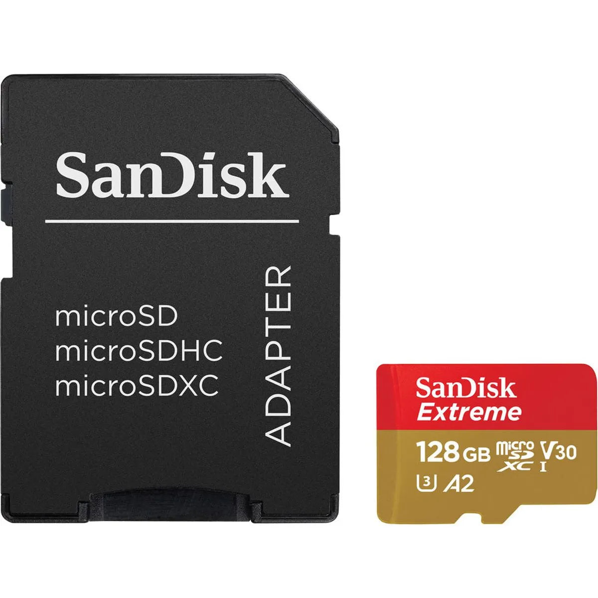 SanDisk Extreme Card de Memorie MicroSDXC 128GB A2 C10 V30 UHS-I U3 + Adaptor SD + 1 An RescuePRO Deluxe